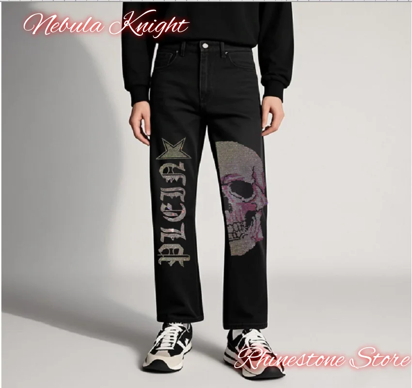 High Quality Designer Men's Streetwear Jeans with Creative Rhinestone Embellishments Comfortable for Young
High Quality Designer Men's Streetwear Jeans with Creative Rhinestone Embellishments Comfortable for Young