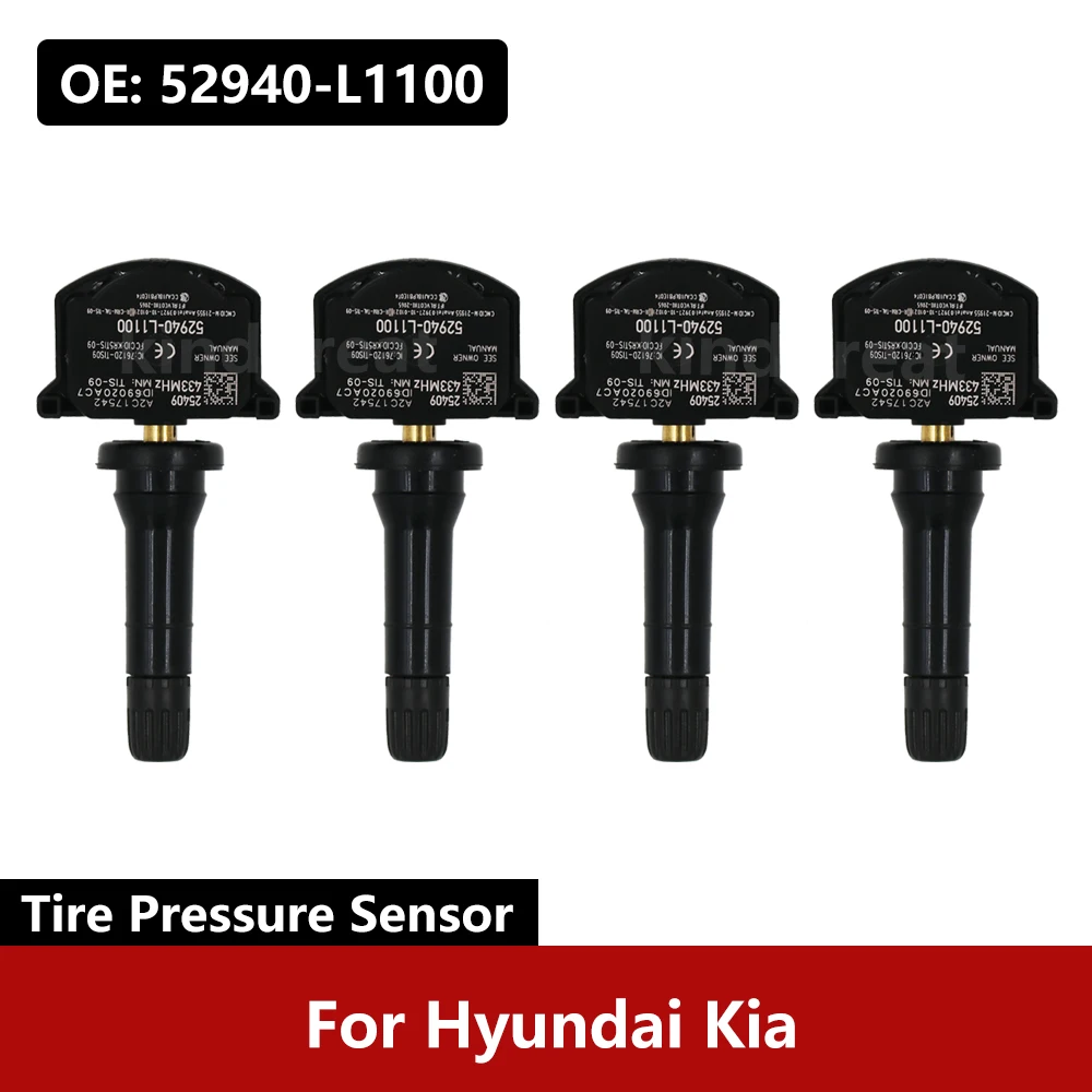 4PCS/Lot For 2019-2020 Hyundai Kia 433MHZ TPMS Tire Pressure Monitor System Sensor 52940-L1100 52940 L1100
4PCS/Lot For 2019-2020 Hyundai Kia 433MHZ TPMS Tire Pressure Monitor System Sensor 52940-L1100 52940 L1100