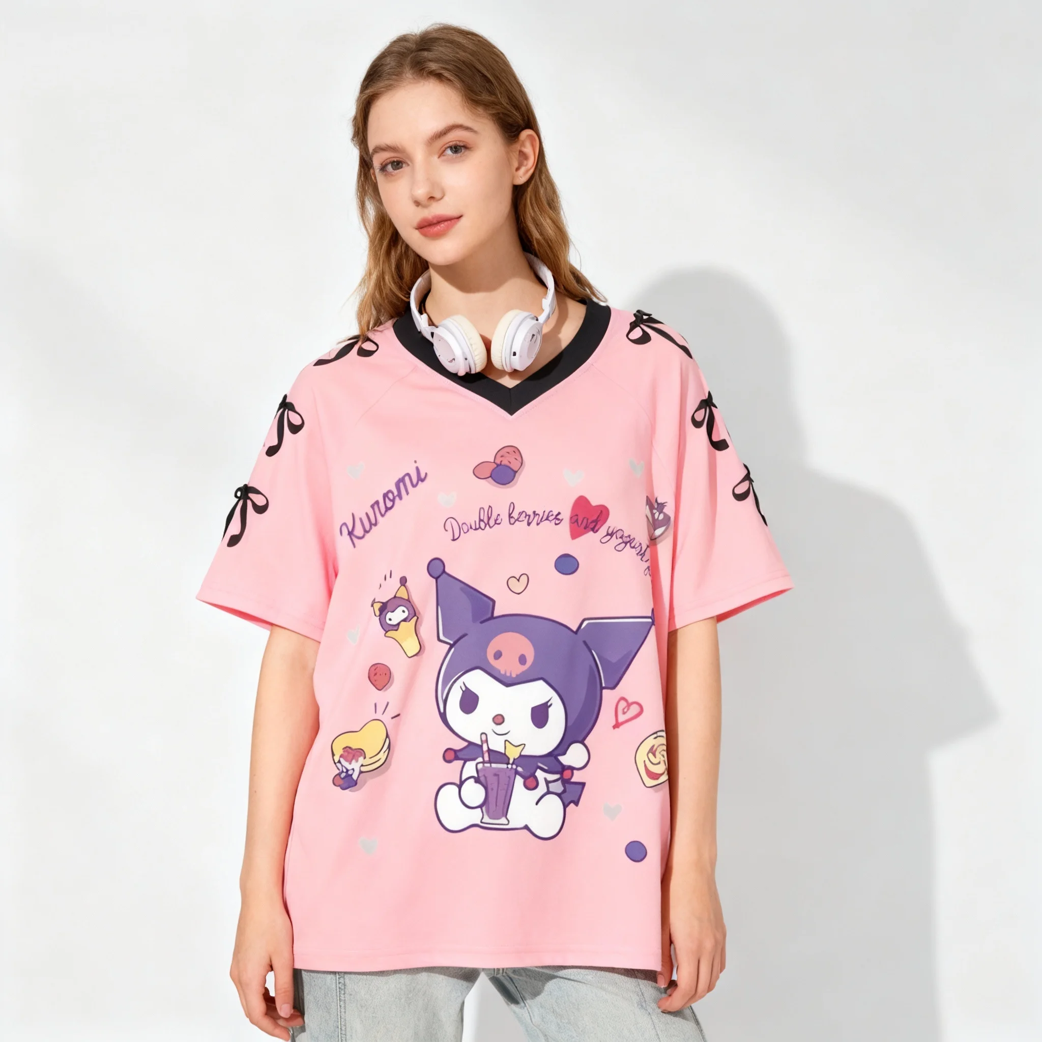 Sanrio Family Kuromi HelloKitty Cat Sports Style Sweet and Cool Summer T-shirt Large Male and Female Adult Top Maternity Wear
Sanrio Family Kuromi HelloKitty Cat Sports Style Sweet and Cool Summer T-shirt Large Male and Female Adult Top Maternity Wear