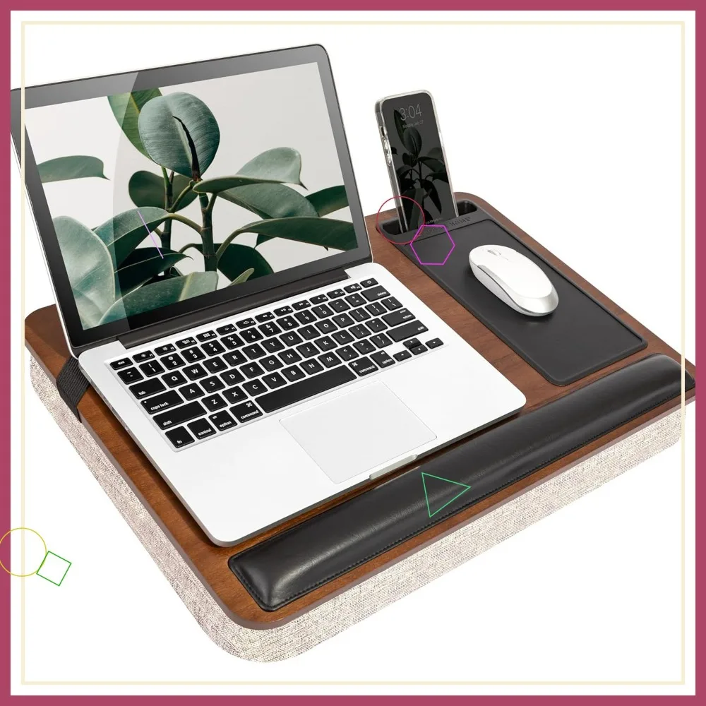 Premium Wood Lap Desk with Wrist Rest, Mouse Pad & Phone Holder - Fits 15.6 Inch Laptops, Java Color
Premium Wood Lap Desk with Wrist Rest, Mouse Pad & Phone Holder - Fits 15.6 Inch Laptops, Java Color