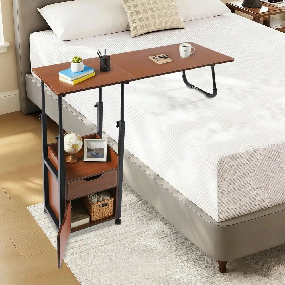 Height Adjustable Overbed Table With Foldable Top, Movable With Wheels, MultiFunctional Storage, Modern Bedside Desk For Laptop
Height Adjustable Overbed Table With Foldable Top, Movable With Wheels, MultiFunctional Storage, Modern Bedside Desk For Laptop