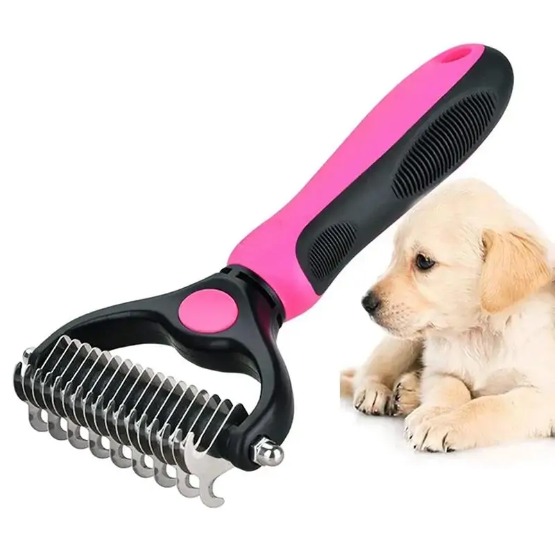 Pet Pro Grooming Tool Pet Grooming Brush, Double Sided Shedding Comb and for Dogs & Cats, Dog Grooming Rakes Tools
Pet Pro Grooming Tool Pet Grooming Brush, Double Sided Shedding Comb and for Dogs & Cats, Dog Grooming Rakes Tools