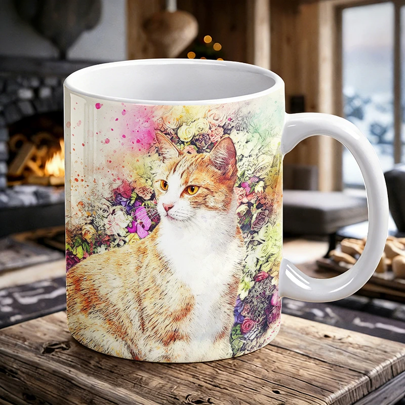 Floral Whimsy A Watercolor Cat Amidst Blooming Beauty printed Mug Coffee Cup Ceramic Cup
Floral Whimsy A Watercolor Cat Amidst Blooming Beauty printed Mug Coffee Cup Ceramic Cup