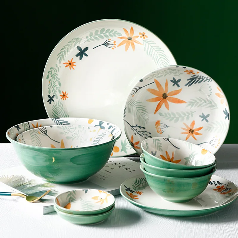 Creative Flowers Plant Ceramic Plate Noodle Rice Bowl Soup Dish Dining Table for Food Underglaze Painting Home Kitchen Tableware
Creative Flowers Plant Ceramic Plate Noodle Rice Bowl Soup Dish Dining Table for Food Underglaze Painting Home Kitchen Tableware