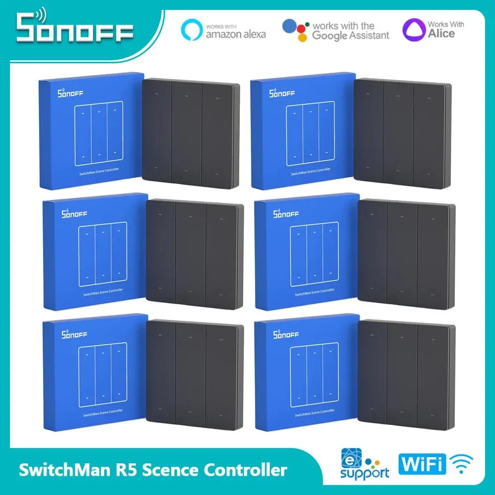 Контроллер сцен SONOFF SwitchMan R5, приклеиваемый интеллектуальный переключатель сцен со свободной подсветкой, работает с удаленным шлюзом EWeLink M5 MINIR3 B05-BL
Контроллер сцен SONOFF SwitchMan R5, приклеиваемый интеллектуальный переключатель сцен со свободной подсветкой, работает с удаленным шлюзом EWeLink M5 MINIR3 B05-BL