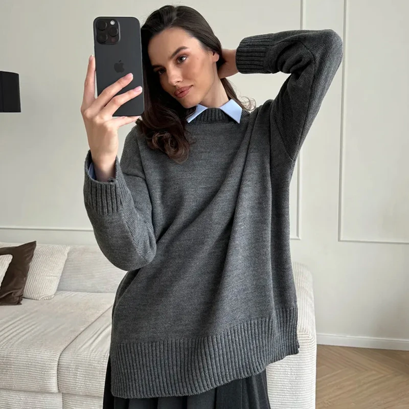 Tornova Women's Solid Slit Knitted Sweater O Neck Casual Pullover Sweater Autumn Winter Warm 2025 New Female Fashion Knit Top
Tornova Women's Solid Slit Knitted Sweater O Neck Casual Pullover Sweater Autumn Winter Warm 2025 New Female Fashion Knit Top