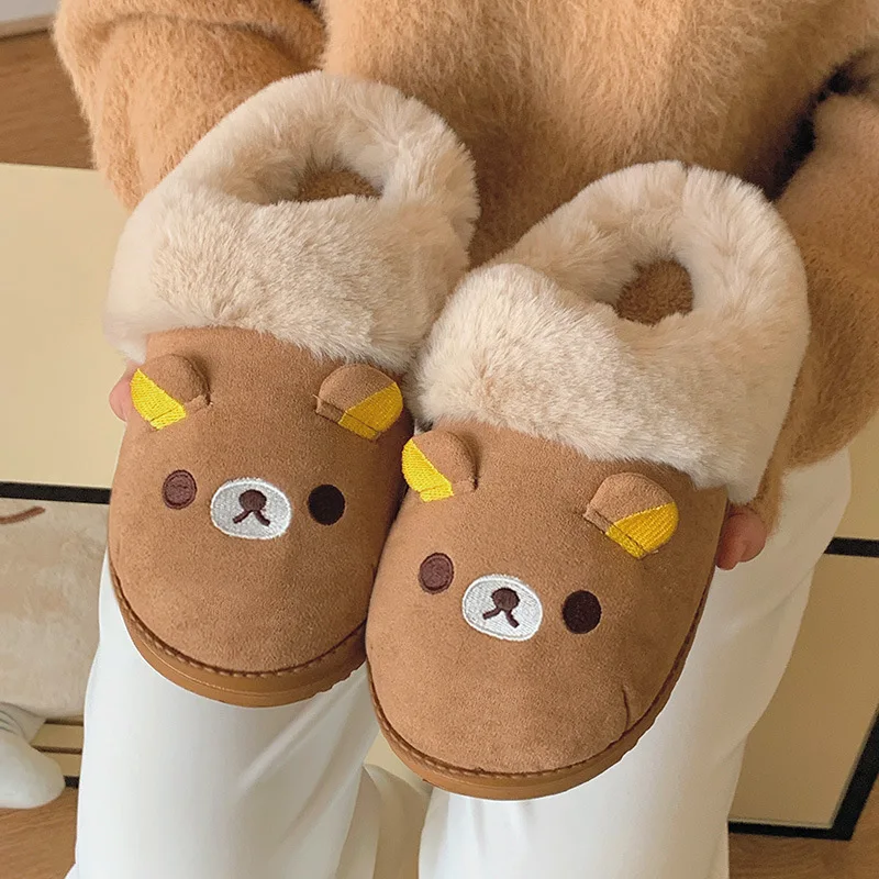 Cartoon Rilakkumas Cotton Slippers Women House Shoes Winter Home Slippers Anti-Slip Warm Indoor Plush Shoes Floor Shoes Gift
Cartoon Rilakkumas Cotton Slippers Women House Shoes Winter Home Slippers Anti-Slip Warm Indoor Plush Shoes Floor Shoes Gift
