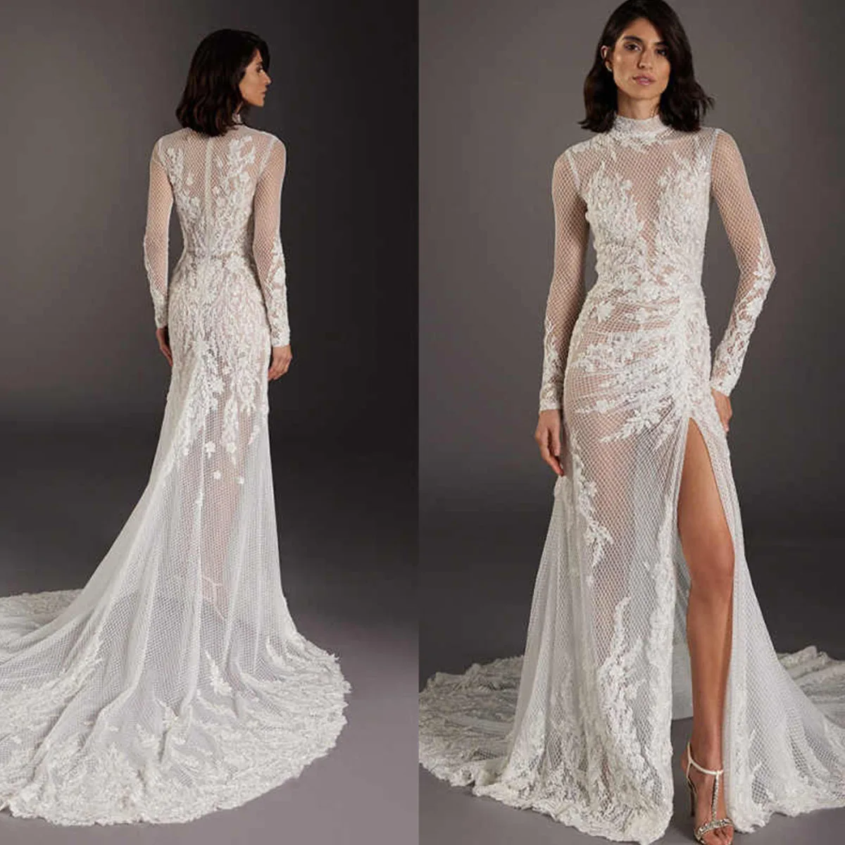 Exquisite Lace Mermaid Wedding Dress Front Fork O Neck Corset Sweep Train Bridal Gown Eegant Vestido de novia Customized
Exquisite Lace Mermaid Wedding Dress Front Fork O Neck Corset Sweep Train Bridal Gown Eegant Vestido de novia Customized