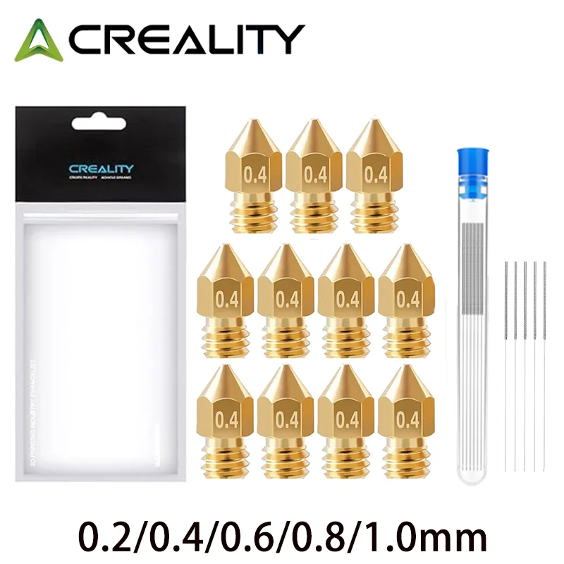 10PCS Creality Official 0.4mm Nozzles MK8 Extruder Nozzles with Needles Cleaner for Ender 3/3 Pro/3 V2, Ender 5/5 Pro, CR-10
10PCS Creality Official 0.4mm Nozzles MK8 Extruder Nozzles with Needles Cleaner for Ender 3/3 Pro/3 V2, Ender 5/5 Pro, CR-10
