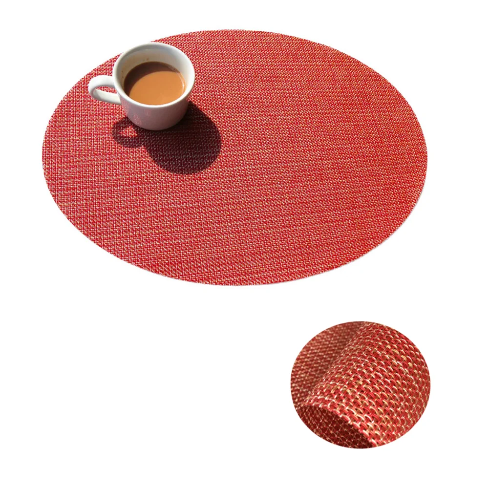 Набор из четырех термостойких ковриков для обеденного стола размером 18 на 12 дюймов из смеси винила и ПВХ для кухни и ресторанов. 
Набор из четырех термостойких ковриков для обеденного стола размером 18 на 12 дюймов из смеси винила и ПВХ для кухни и ресторанов.