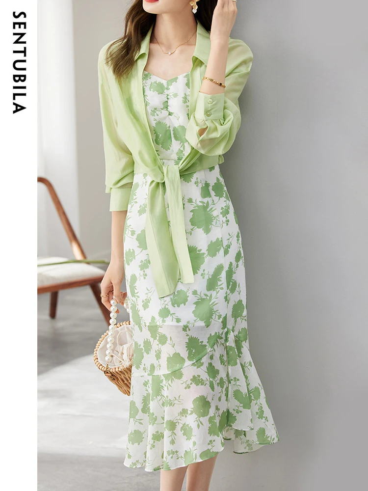SENTUBILA 2 Piece Dress Sets Women 2024 Elegant Fashion Summer Vacation Outfit Green Print Cami Dress Thin Crop Shirts 132Z47993
SENTUBILA 2 Piece Dress Sets Women 2024 Elegant Fashion Summer Vacation Outfit Green Print Cami Dress Thin Crop Shirts 132Z47993