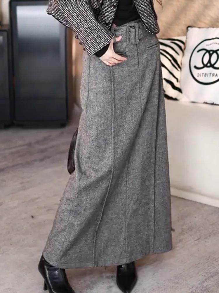 Ретро-модная женская шерстяная юбка А-силуэта с высокой талией, утепленная, осенне-зимняя, новая, элегантная, омолаживающая, длинная юбка
Ретро-модная женская шерстяная юбка А-силуэта с высокой талией, утепленная, осенне-зимняя, новая, элегантная, омолаживающая, длинная юбка