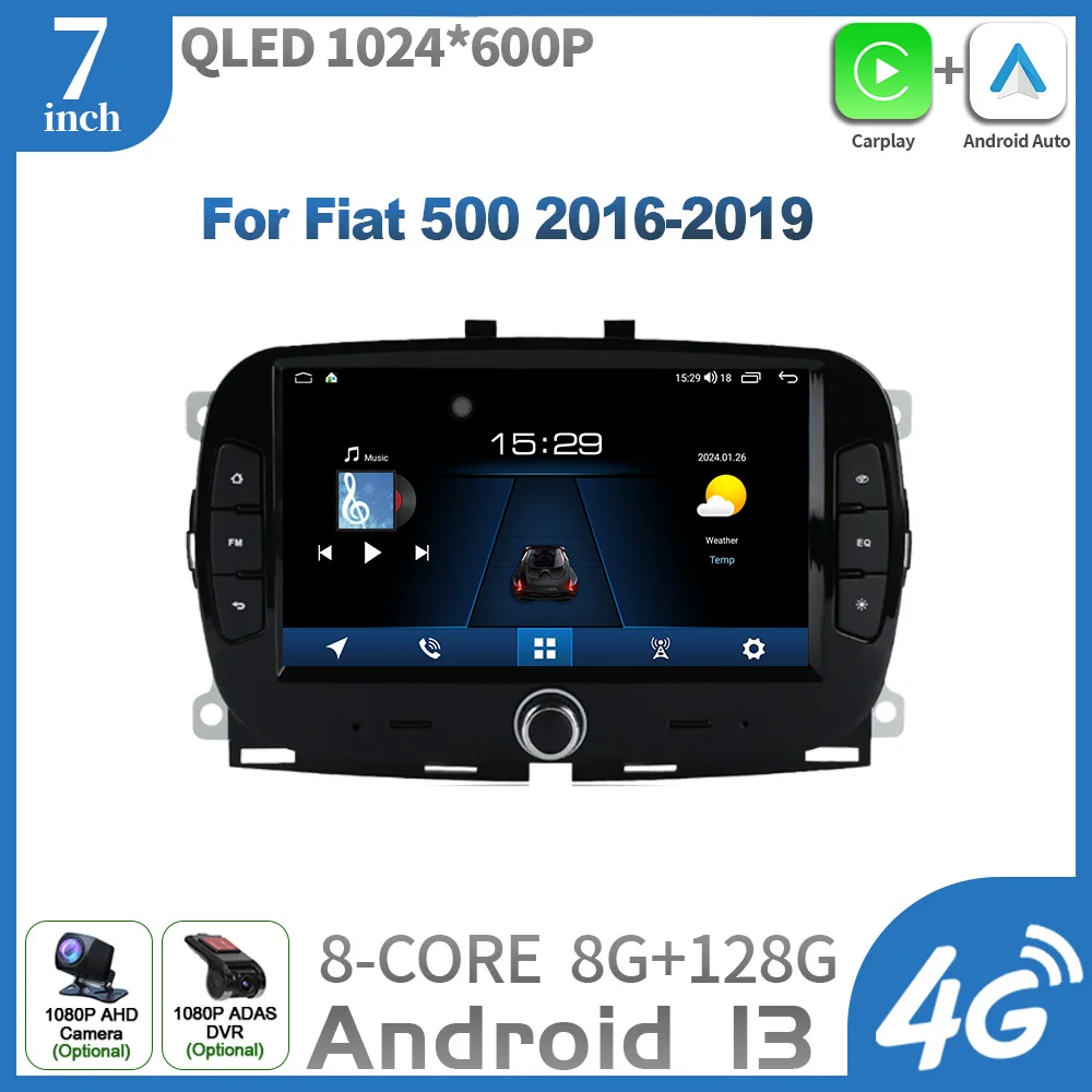 7inch For Fiat 500 2016-2019 Android OS Universal Bluetooth Car Video Player 4G GPS Wireless CarPlay Stereo Car screen Screen
7inch For Fiat 500 2016-2019 Android OS Universal Bluetooth Car Video Player 4G GPS Wireless CarPlay Stereo Car screen Screen