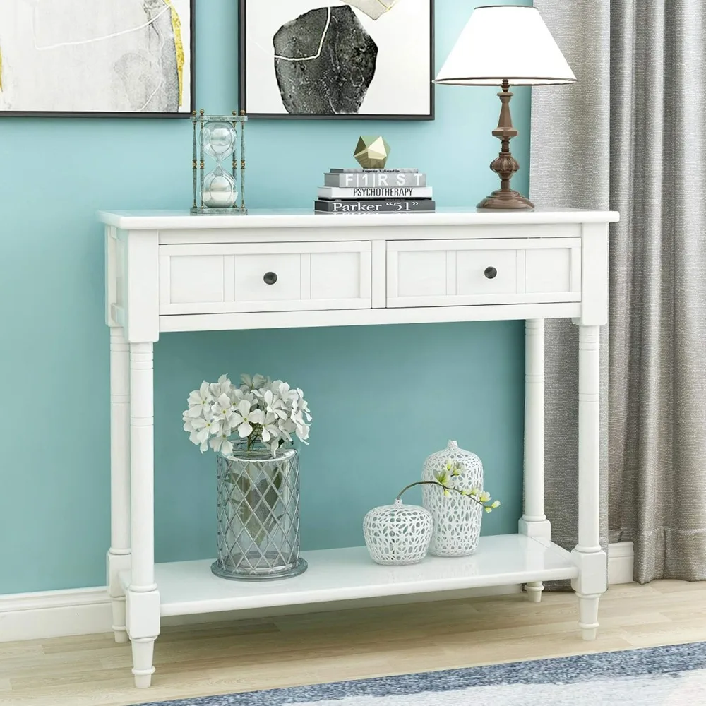 Console Table Sideboard, Wooden Sofa Table with 2 Drawers and Bottom Shelf for Bedroom
Console Table Sideboard, Wooden Sofa Table with 2 Drawers and Bottom Shelf for Bedroom