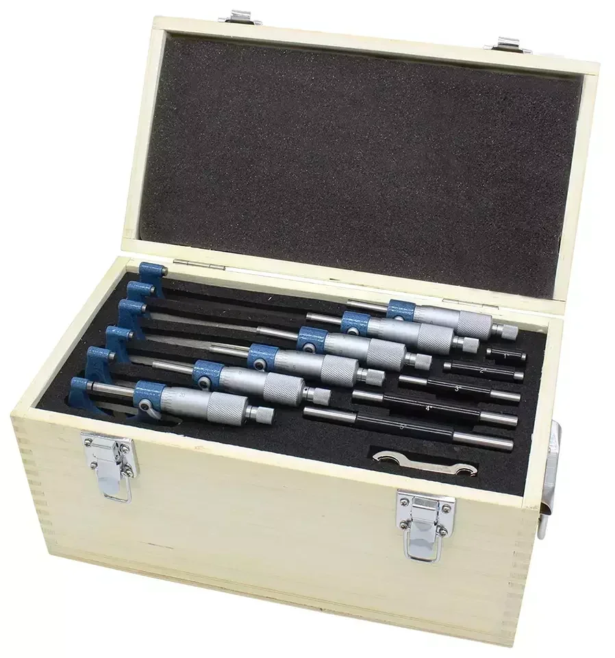Micrometer set wood box packing 6PCS micrometer set 0-150 mm/0-6" arch frame mitutoyo type set of micrometers
Micrometer set wood box packing 6PCS micrometer set 0-150 mm/0-6" arch frame mitutoyo type set of micrometers