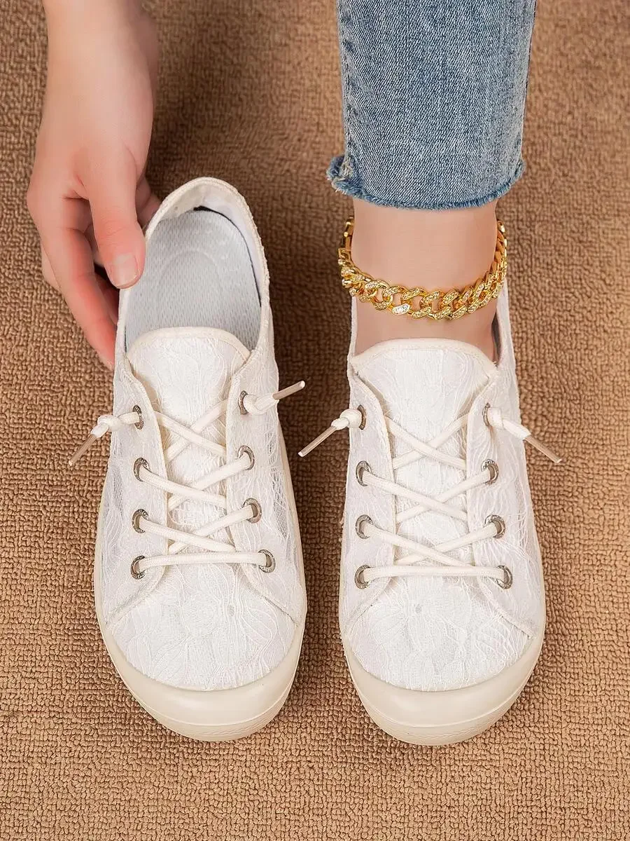 Womens White Lace Up Flat Canvas Shoes Breathable Casual Summer Shoes
Womens White Lace Up Flat Canvas Shoes Breathable Casual Summer Shoes