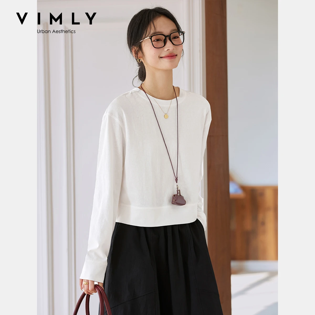 VIMLY Women's Cotton White Tees 2025 Spring Round Neck Pullover Long Sleeve T-shirt Casual Loose Tops for Woman Clothes A0712
VIMLY Women's Cotton White Tees 2025 Spring Round Neck Pullover Long Sleeve T-shirt Casual Loose Tops for Woman Clothes A0712