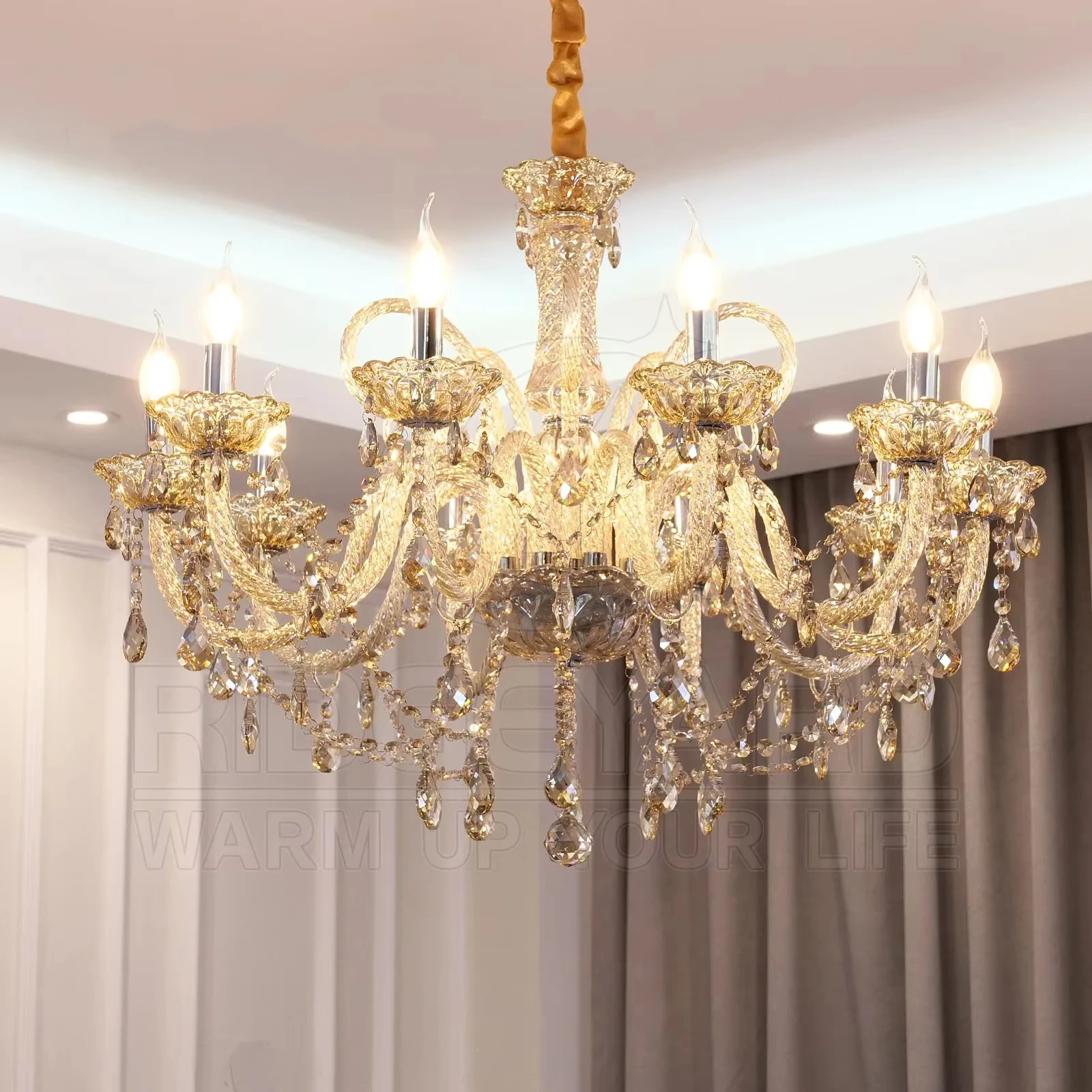 Vintage Crystal 10 Arm Cognac Chandelier Classic K9 Crystals Drop Pendant Lighting for Living Room Bedroom Hallway E14
Vintage Crystal 10 Arm Cognac Chandelier Classic K9 Crystals Drop Pendant Lighting for Living Room Bedroom Hallway E14