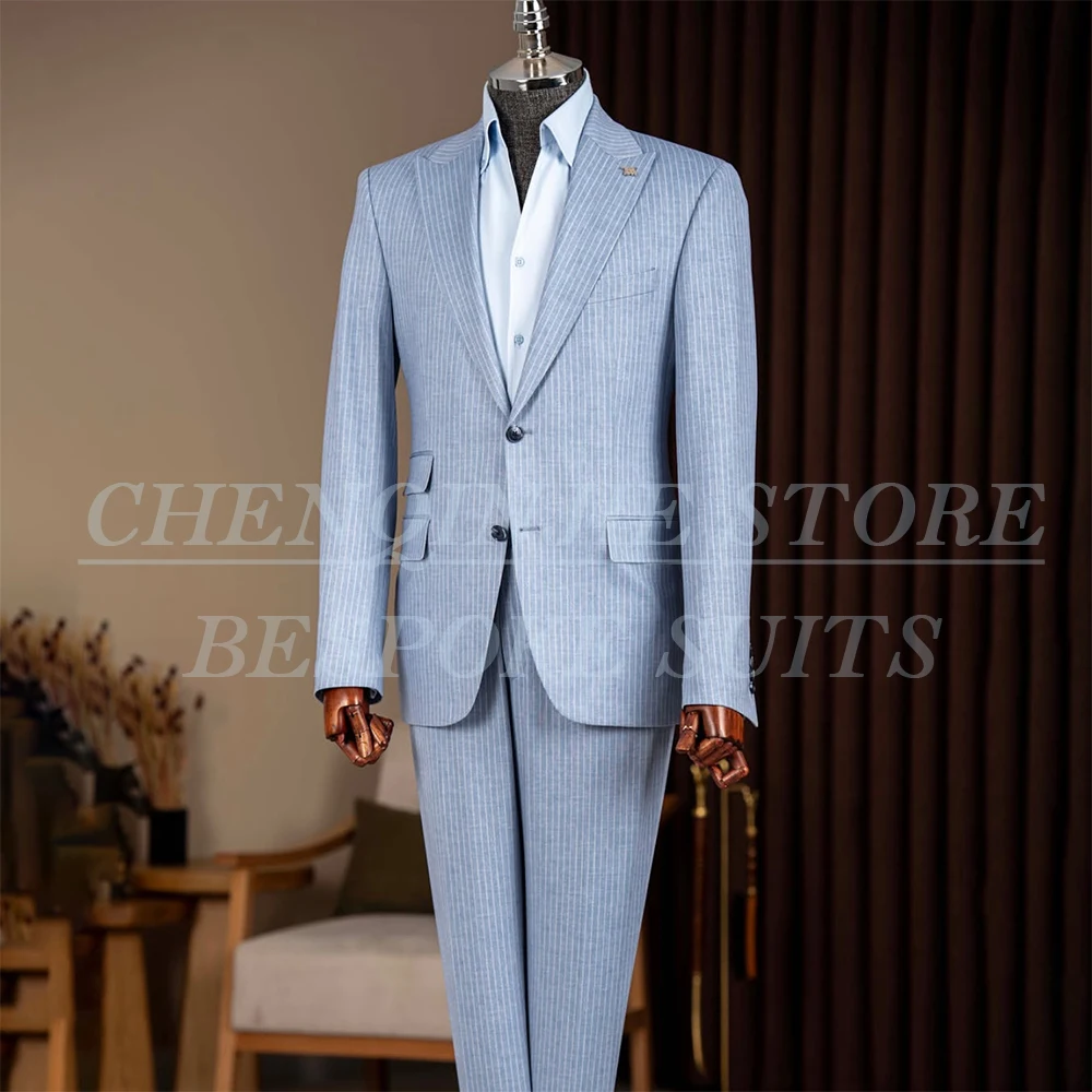 Luxury Men's Stripe Suits Slim Fit Male Clothing Customized Single Breasted Peak Lapel 2 Piece Jacke Pants Sets Costume Homme
Luxury Men's Stripe Suits Slim Fit Male Clothing Customized Single Breasted Peak Lapel 2 Piece Jacke Pants Sets Costume Homme