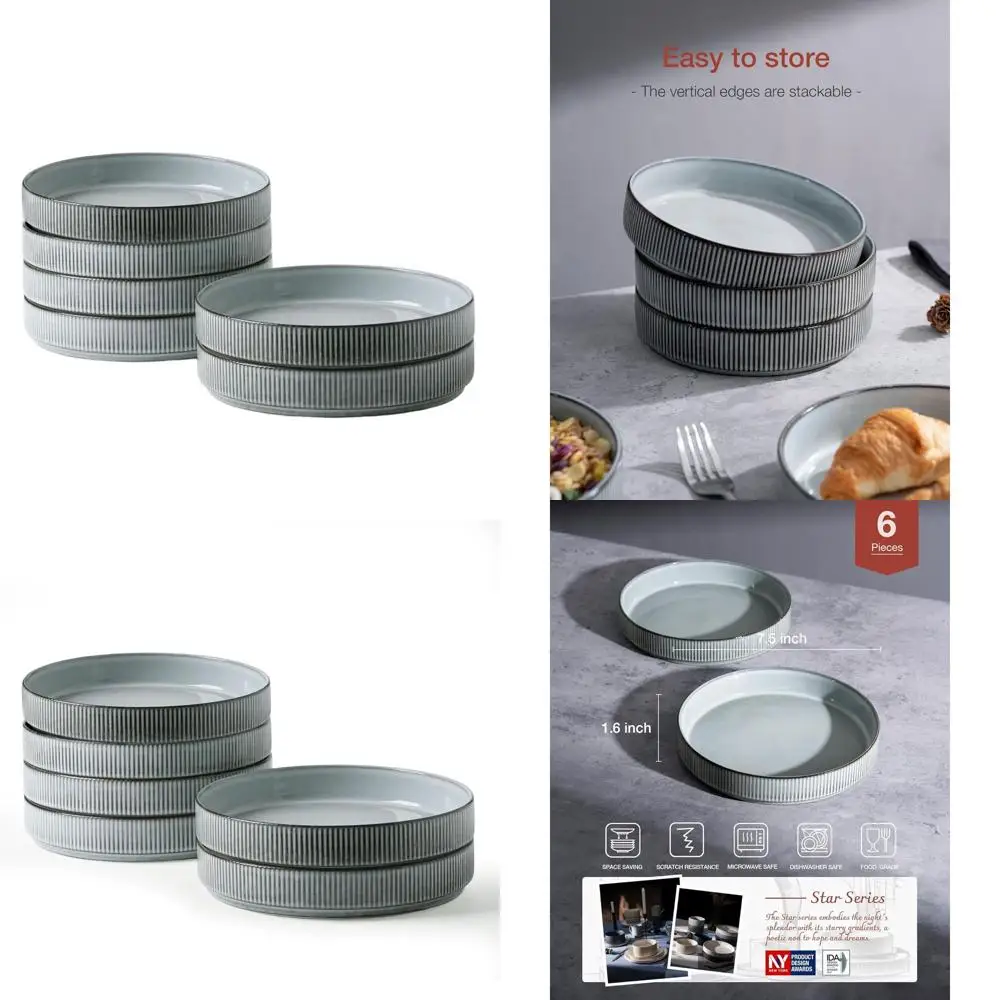 7.5 Pasta & Salad Bowls Set, 6-Piece, Double Reactive Glaze, Stackable, Ideal for Housewarming, Holidays, Smoky Blue
7.5 Pasta & Salad Bowls Set, 6-Piece, Double Reactive Glaze, Stackable, Ideal for Housewarming, Holidays, Smoky Blue