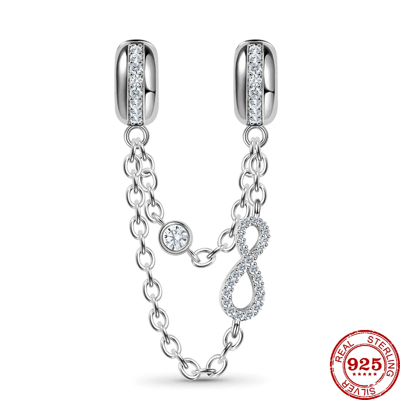 New Infinity Love Safety Chain with Crystal Gemstones 925 Sterling Silver Beads Fit Original Bracelet DIY Jewelry For Women B400
New Infinity Love Safety Chain with Crystal Gemstones 925 Sterling Silver Beads Fit Original Bracelet DIY Jewelry For Women B400