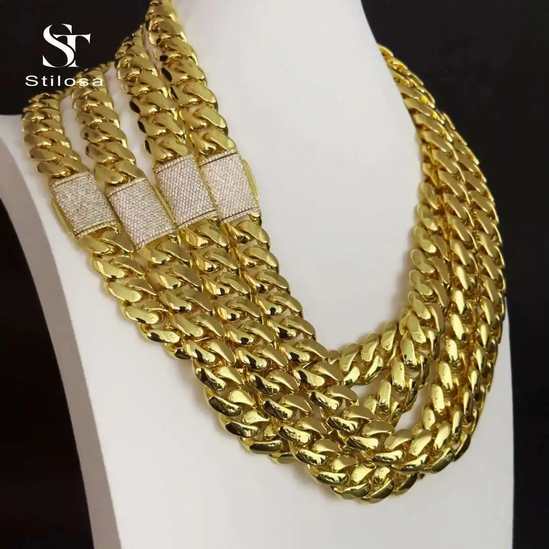 Custom Size Necklace Hip-Hop Jewelry 12mm-22mm Link Chain Brass Plating 18k Gold Miami Cuban Chain With 5A Zirconia
Custom Size Necklace Hip-Hop Jewelry 12mm-22mm Link Chain Brass Plating 18k Gold Miami Cuban Chain With 5A Zirconia
