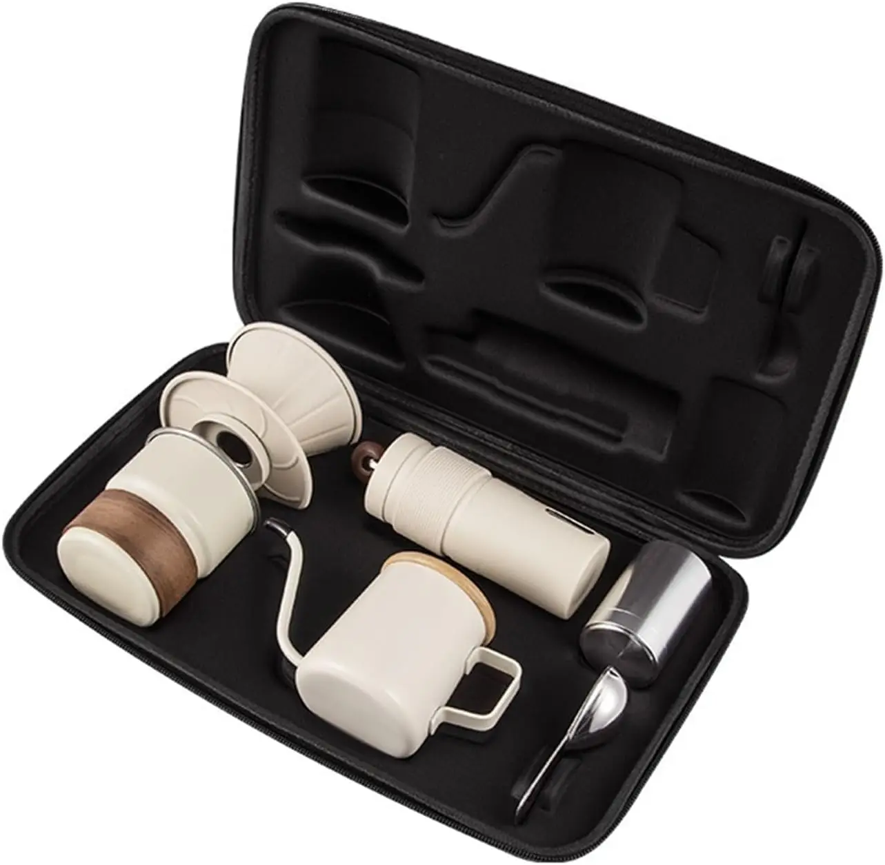 Black White Silver Coffeware Set Hand Brewed Coffee Outdoor Camping Equipment Portable Travel CoffeePot Grinder CoffeeMachine
Black White Silver Coffeware Set Hand Brewed Coffee Outdoor Camping Equipment Portable Travel CoffeePot Grinder CoffeeMachine
