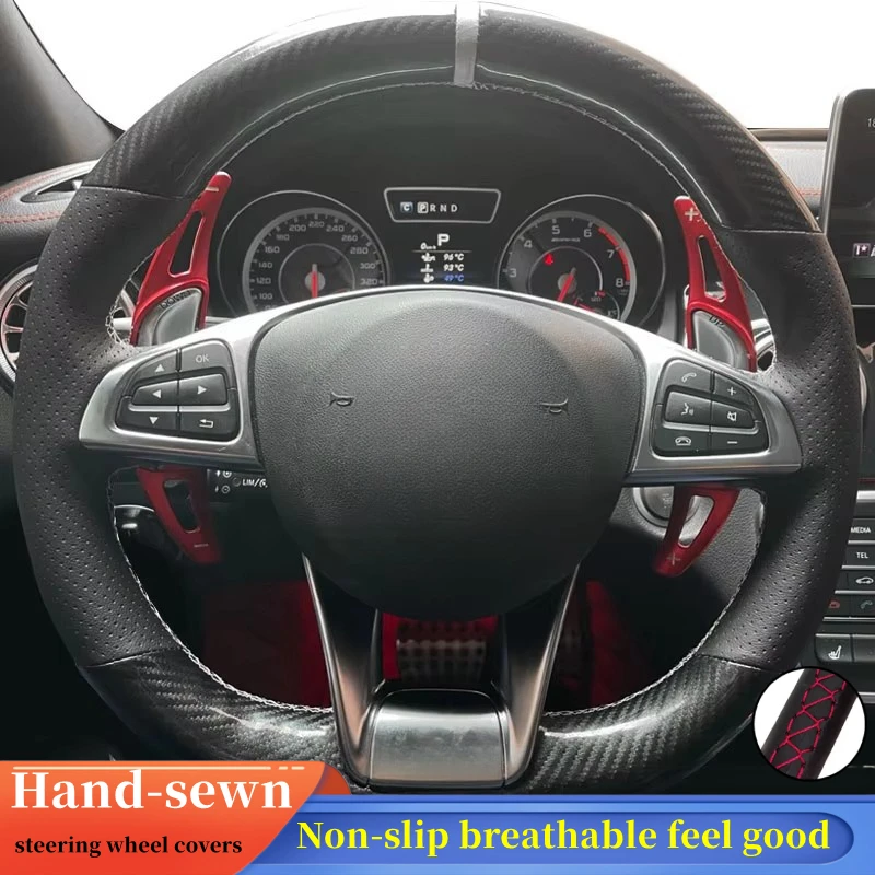 Автомобильный чехол на руль из углеродного волокна для Mercedes Benz S-Class S500 A-Class AMG A45 C 43 63, автомобильные аксессуары для салона 
Автомобильный чехол на руль из углеродного волокна для Mercedes Benz S-Class S500 A-Class AMG A45 C 43 63, автомобильные аксессуары для салона