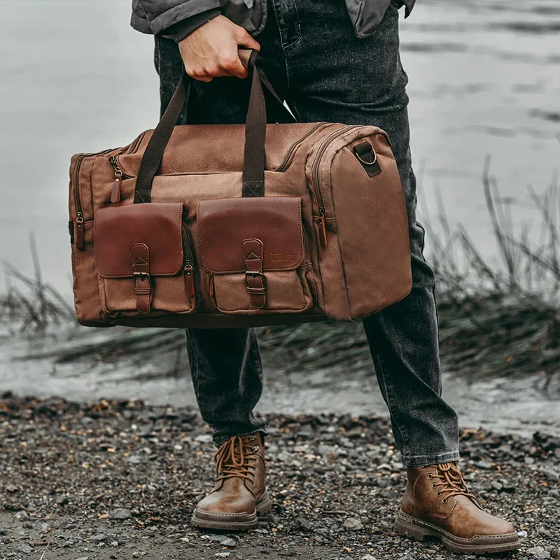 Canvas Travel Duffle Bag Men Hand Luggage Bag Leather Shoulder Diagonal Bag Weekend Bags Tote Bags
Canvas Travel Duffle Bag Men Hand Luggage Bag Leather Shoulder Diagonal Bag Weekend Bags Tote Bags
