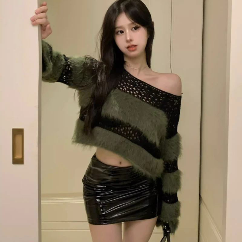 Ladies Hollowed Out See-through contrast Color Pullover Sweater Women Clothes Girls Casual Sweaters Female Clothing Vy1025-1
Ladies Hollowed Out See-through contrast Color Pullover Sweater Women Clothes Girls Casual Sweaters Female Clothing Vy1025-1