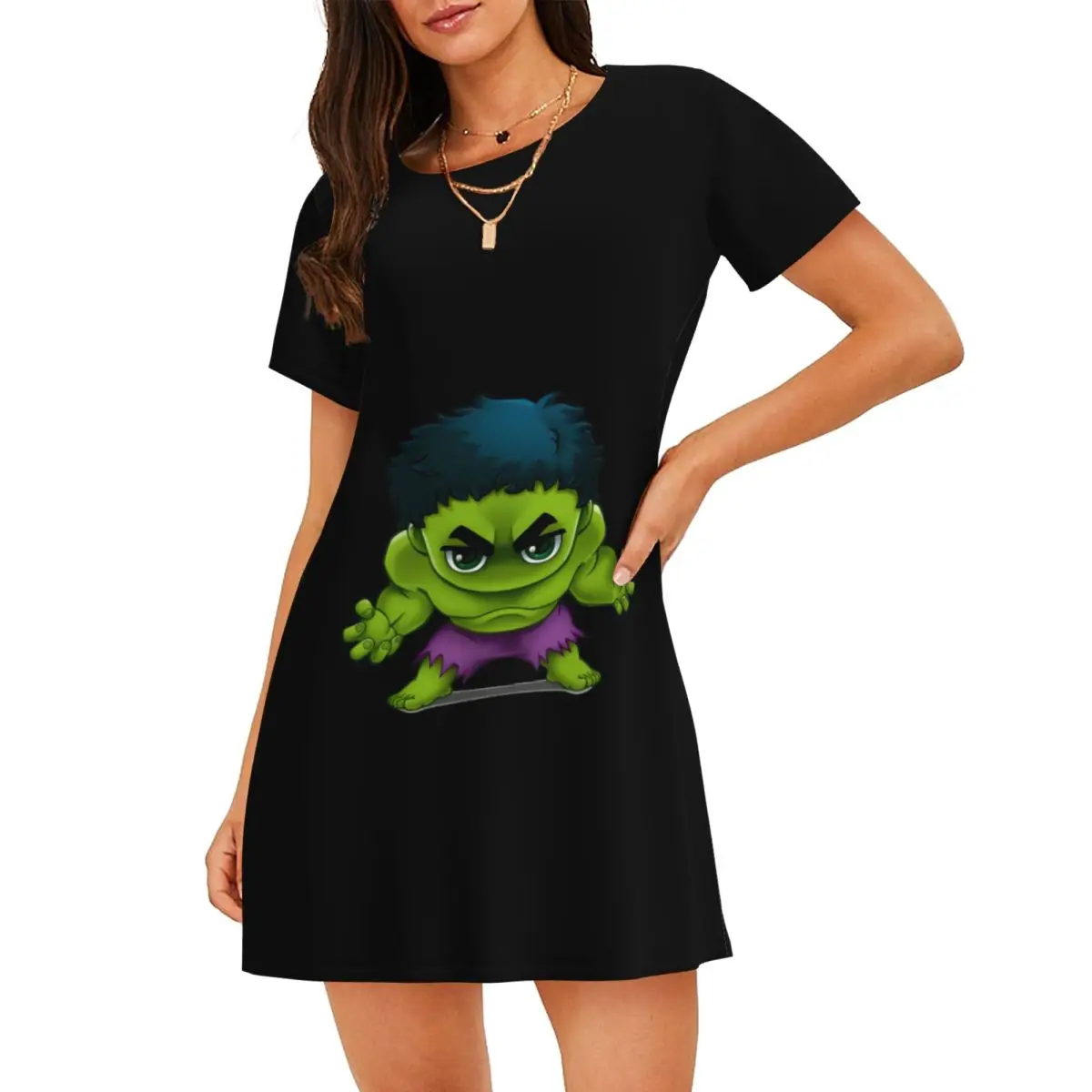Custom Hulk Women Nightgown Sleepwear Short Sleeves 3D Printed Green-Skinned For Vacations Travels Sleepshirts Women's Pajamas
Custom Hulk Women Nightgown Sleepwear Short Sleeves 3D Printed Green-Skinned For Vacations Travels Sleepshirts Women's Pajamas