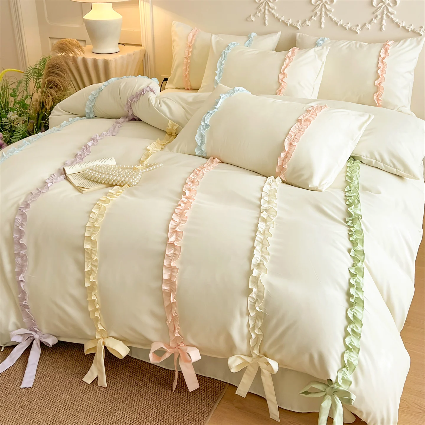 Новые комплекты постельного белья в стиле INS Princess 2026: Красочный пододеяльник с бантом, романтическое постельное белье для женщин и девочек, 4 предмета
Новые комплекты постельного белья в стиле INS Princess 2026: Красочный пододеяльник с бантом, романтическое постельное белье для женщин и девочек, 4 предмета