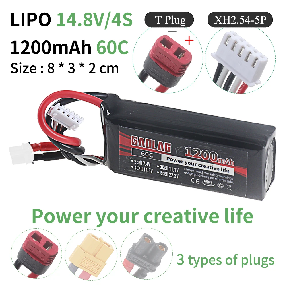 4s 14.8v 1200mAh 60C Lipo Battery with XT60 T XT30 Plug For Remote control car Drone Helicopter Traversing Machine FPV
4s 14.8v 1200mAh 60C Lipo Battery with XT60 T XT30 Plug For Remote control car Drone Helicopter Traversing Machine FPV