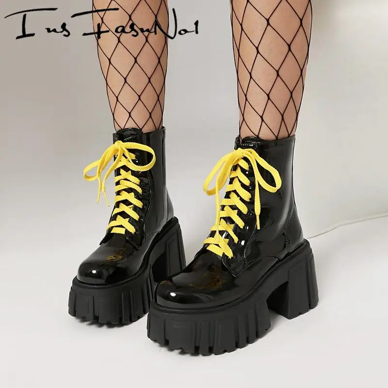 Женские мотоциклетные ботинки на толстой подошве в стиле панк, универсальные повседневные ботильоны большого размера для подиума, Mujer, яркая готическая обувь
Женские мотоциклетные ботинки на толстой подошве в стиле панк, универсальные повседневные ботильоны большого размера для подиума, Mujer, яркая готическая обувь