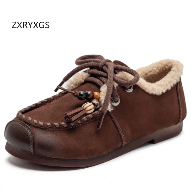 ZXRYXGS Теплые туфли на плоской подошве из воловьей кожи с круглым носком, женская модная обувь, новинка 2025, зимние зимние туфли на шнуровке из натуральной кожи, банкетные туфли на плоской подошве 
ZXRYXGS Теплые туфли на плоской подошве из воловьей кожи с круглым носком, женская модная обувь, новинка 2025, зимние зимние туфли на шнуровке из натуральной кожи, банкетные туфли на плоской подошве