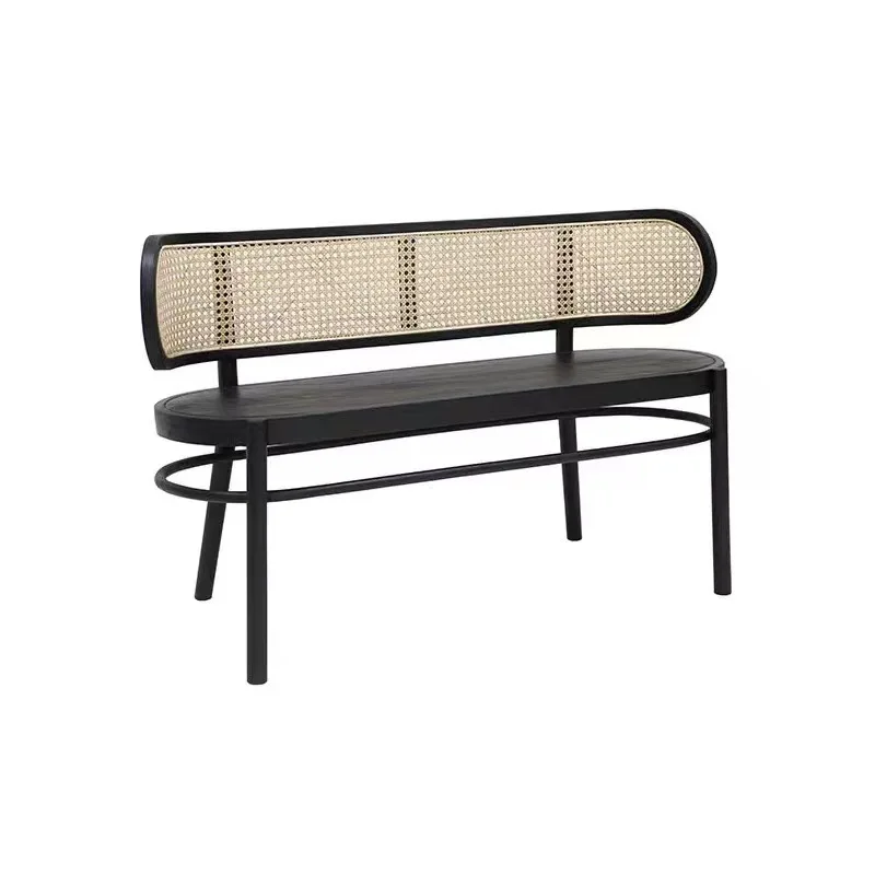Indoor lounge bench braided rattan, walnut wooden chair double chair
Indoor lounge bench braided rattan, walnut wooden chair double chair