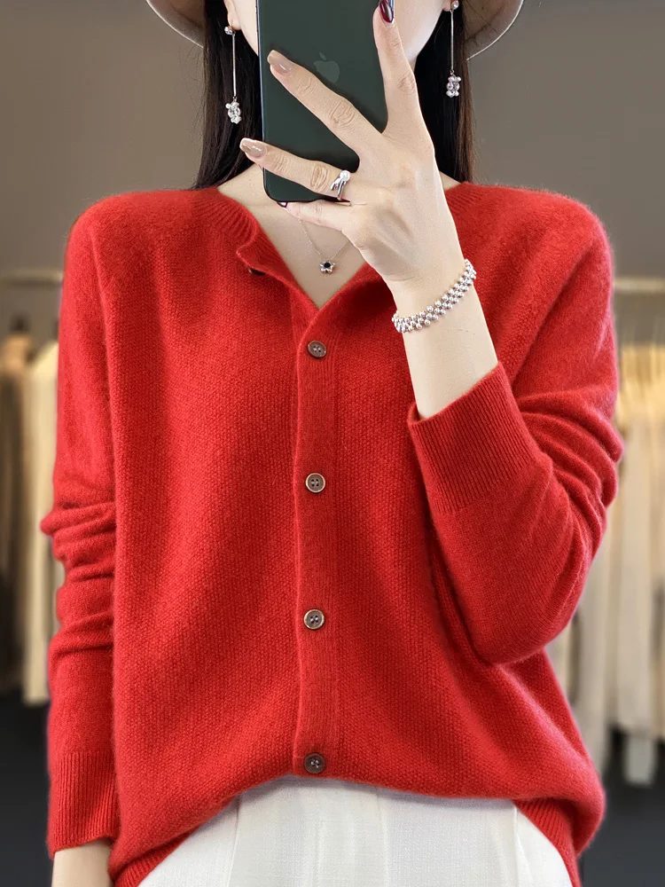 New Fashion Women Autumn Winter Cardigan 100% Merino Wool O-neck Solid Basic Long Sleeve Cashmere Knitted Sweater Female Clothes
New Fashion Women Autumn Winter Cardigan 100% Merino Wool O-neck Solid Basic Long Sleeve Cashmere Knitted Sweater Female Clothes