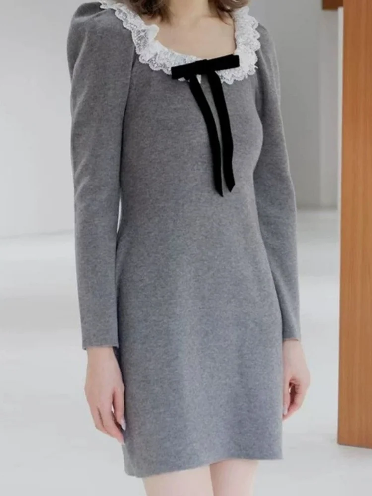 Autumn Winter Pure Color Lace Square Collar Long Sve Knitted ort Dr Women's Faion Japanese Sle Slim Fit A-Line Dr
Autumn Winter Pure Color Lace Square Collar Long Sve Knitted ort Dr Women's Faion Japanese Sle Slim Fit A-Line Dr