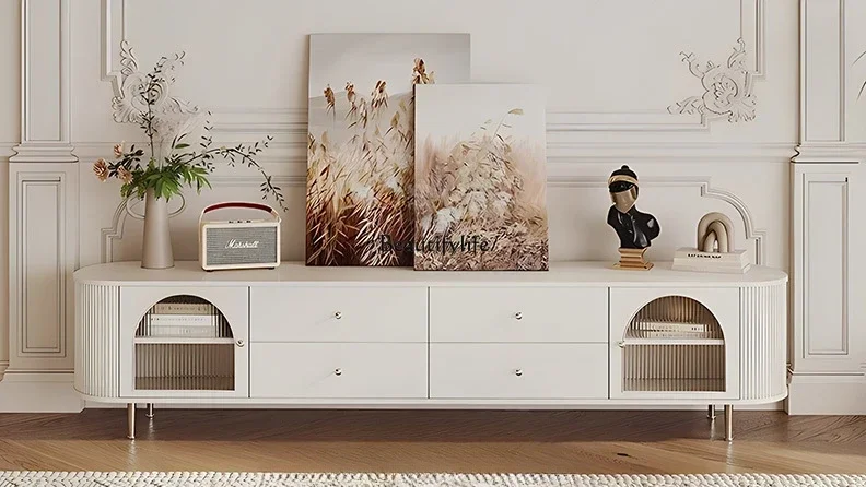French Cream Wind TV Cabinet Light Luxury Living Room Household Modern Simple White Floor Cabinet
French Cream Wind TV Cabinet Light Luxury Living Room Household Modern Simple White Floor Cabinet