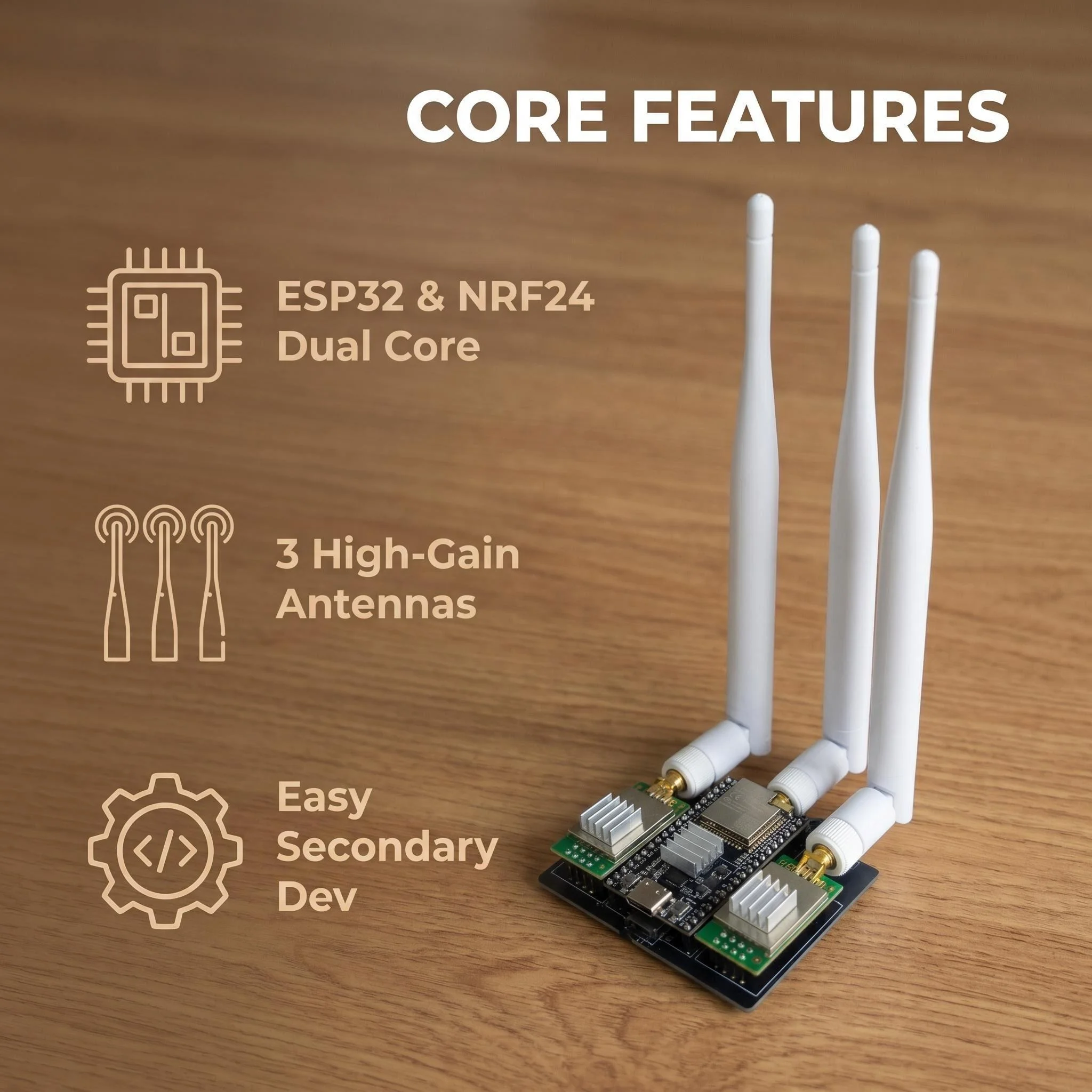 Новый комплект платы для разработки ESP32 + модуль NRF24L01 PA LNA 2.4GHz, поддерживает сигналы Wi-Fi и Bluetooth с возможностью обновления.
Новый комплект платы для разработки ESP32 + модуль NRF24L01 PA LNA 2.4GHz, поддерживает сигналы Wi-Fi и Bluetooth с возможностью обновления.