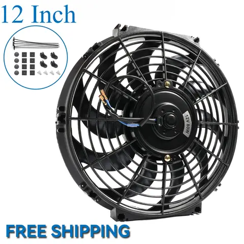 12 Inch Car Engine Cooling Fan Universal Car Slim Push Pull Electric Engine Cooling Fan 12V with Mounting Kit