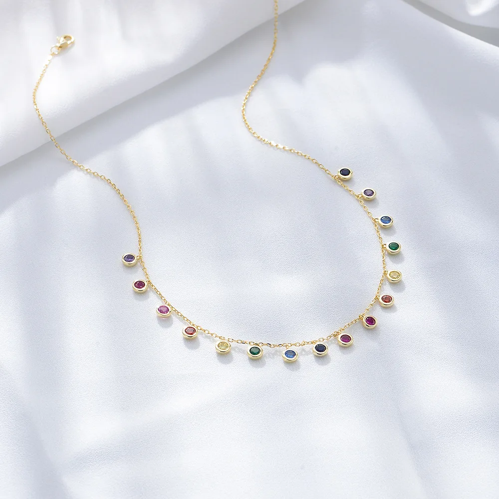 Dawn's Jewel S925 Sterling Silver Colorful Round Zircon Necklace Women's Gem Pendant Rainbow Collarbone Chain necklace
Dawn's Jewel S925 Sterling Silver Colorful Round Zircon Necklace Women's Gem Pendant Rainbow Collarbone Chain necklace