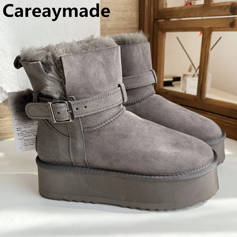 Careaymade-Genuine Leather Wide toe Women's Boots,High-Quality Fur Snow Boots for Winter Classic Women's Shoes with Belt Buckle
Careaymade-Genuine Leather Wide toe Women's Boots,High-Quality Fur Snow Boots for Winter Classic Women's Shoes with Belt Buckle