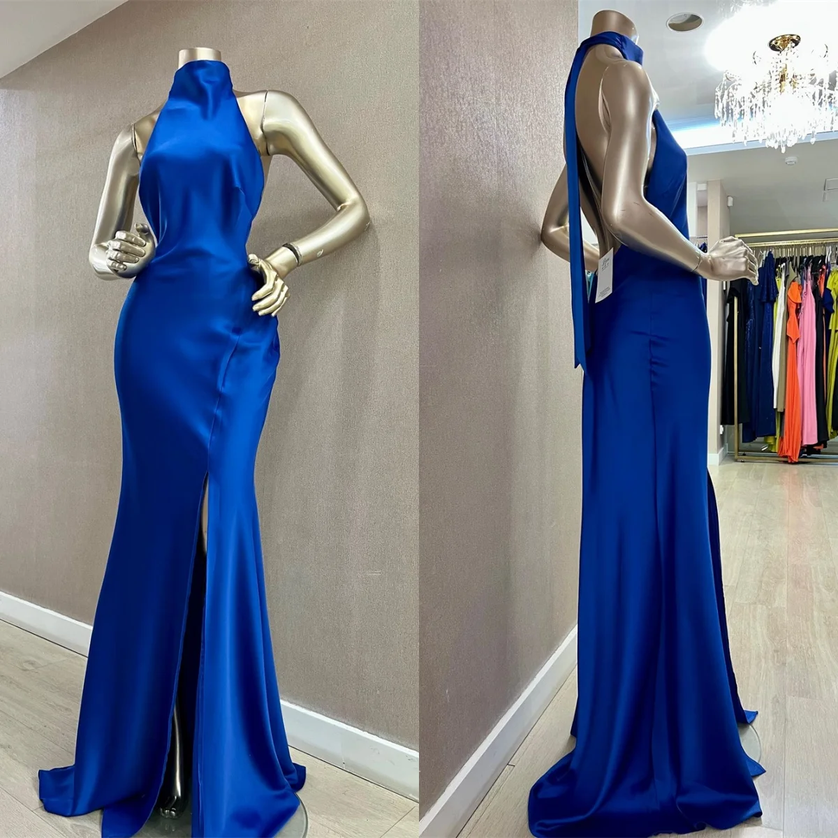 Customized Luxury Blue Jersey Evening Dress High Quality Crew Neck Sleeveless Backless Open Back Mermaid Special Occasion Gowns
Customized Luxury Blue Jersey Evening Dress High Quality Crew Neck Sleeveless Backless Open Back Mermaid Special Occasion Gowns