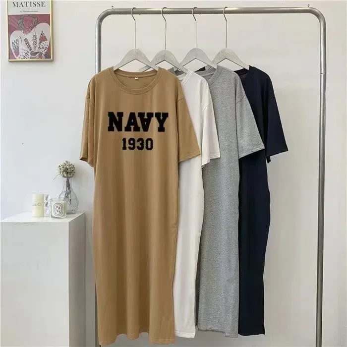 Summer New Simple Casual Korean Fashion Women Dress Letter Print Oversize Loose Round Neck Short Sleeve Female Dresses
Summer New Simple Casual Korean Fashion Women Dress Letter Print Oversize Loose Round Neck Short Sleeve Female Dresses