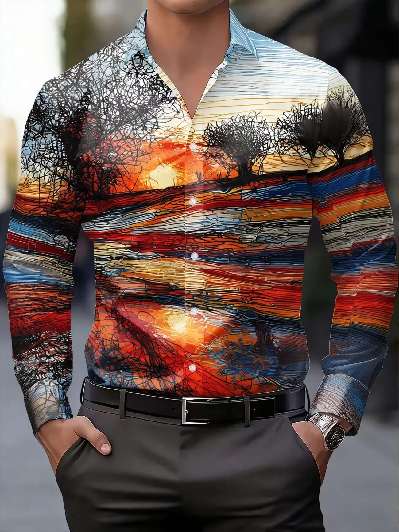 New white and red rose floral print men's long sleeved shirt with retro romantic style and slim fit casual shirt
New white and red rose floral print men's long sleeved shirt with retro romantic style and slim fit casual shirt