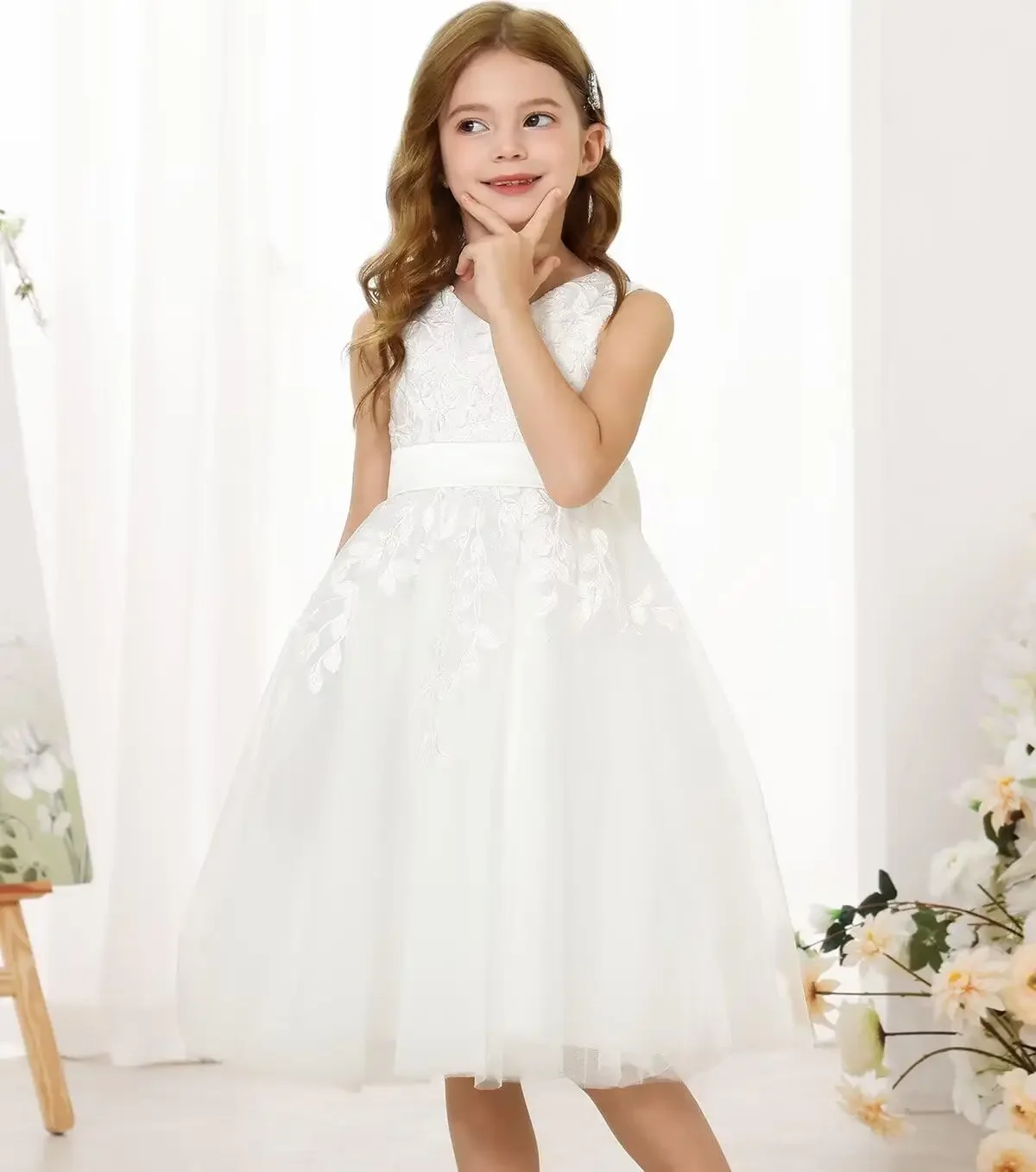 Princess Dress Tulle Communion Dress Pageant Party Prom Ball Gowns with Bow Knot Lace Flower Girl Dresses for Wedding Kids Puffy
Princess Dress Tulle Communion Dress Pageant Party Prom Ball Gowns with Bow Knot Lace Flower Girl Dresses for Wedding Kids Puffy