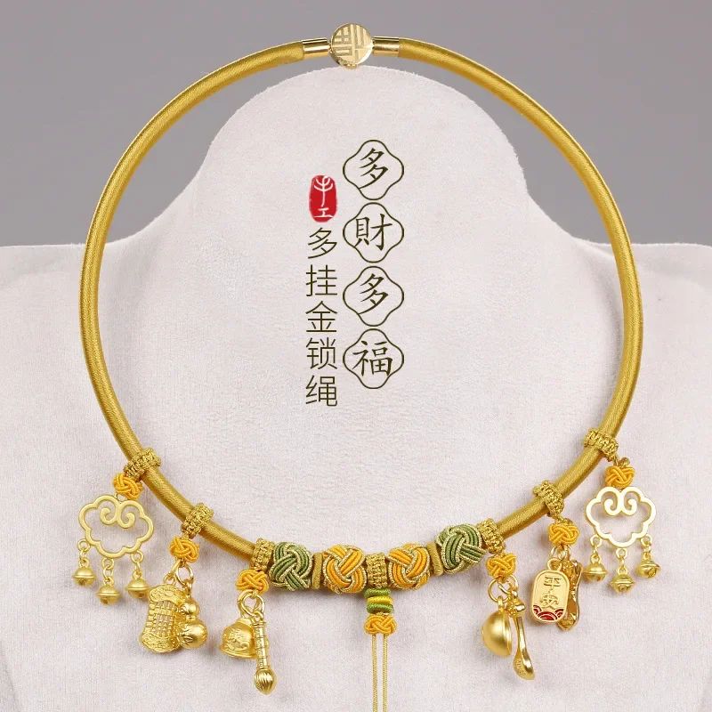 Lucky Baby Long Life Golden Lock Pineapple Knot Collar Pure Hand-woven Children's Hundred Days Necklace Full Moon Baby Collar
Lucky Baby Long Life Golden Lock Pineapple Knot Collar Pure Hand-woven Children's Hundred Days Necklace Full Moon Baby Collar