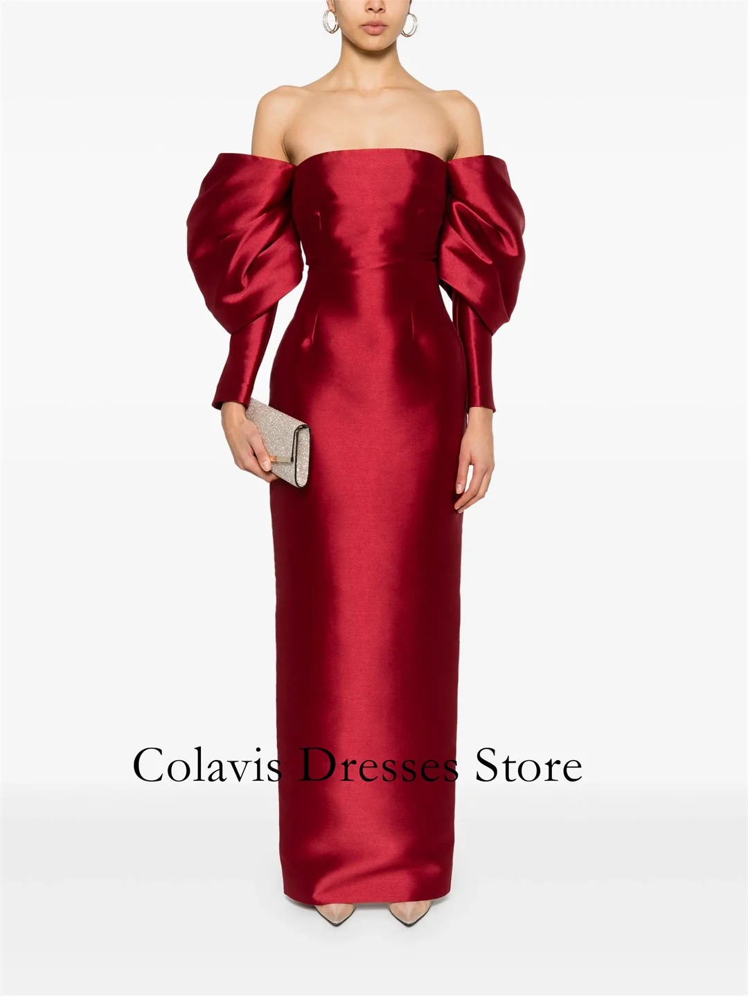 2025 Customized Off the Shoulder Dark Red Puff Sleeves Satin Prom Dresses Evening Dress Women Evening Gowns Formal Party Dress
2025 Customized Off the Shoulder Dark Red Puff Sleeves Satin Prom Dresses Evening Dress Women Evening Gowns Formal Party Dress