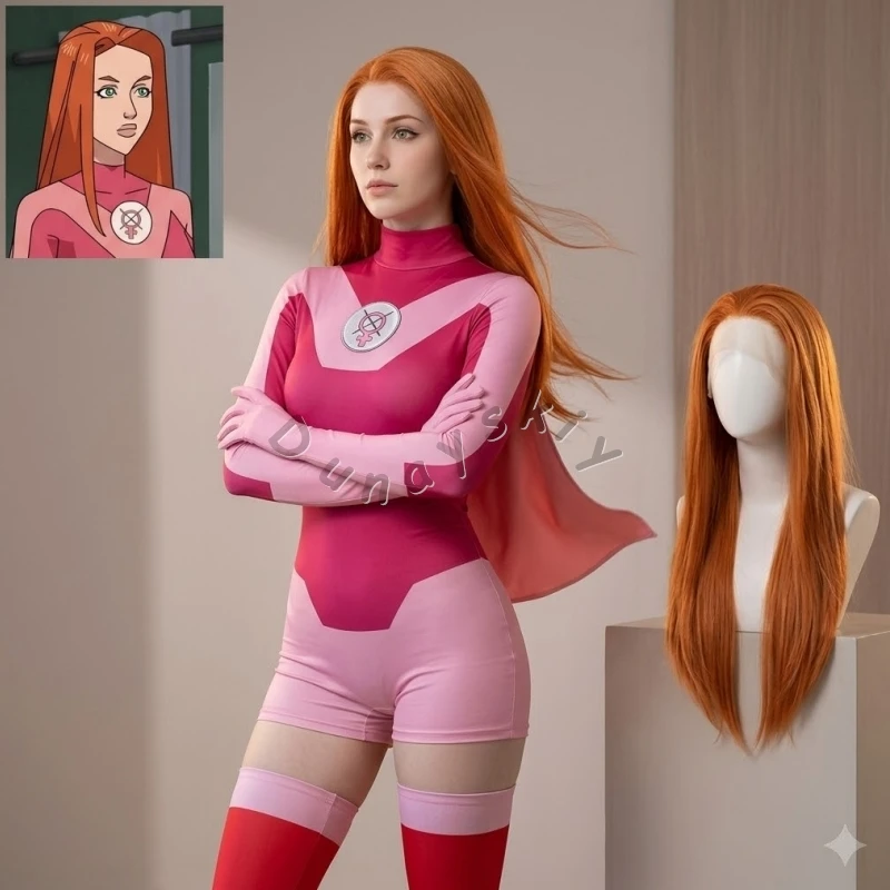 Eve Cosplay Orange Wig With Natural Hairline Pink & Red Bodysuit With Cape Costume With Emblem Detail Lace Front Invincible Atom
Eve Cosplay Orange Wig With Natural Hairline Pink & Red Bodysuit With Cape Costume With Emblem Detail Lace Front Invincible Atom